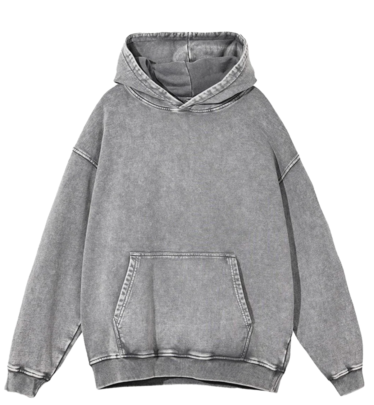 Acid Washed Oversize Unisex Hoodie Dark Grey