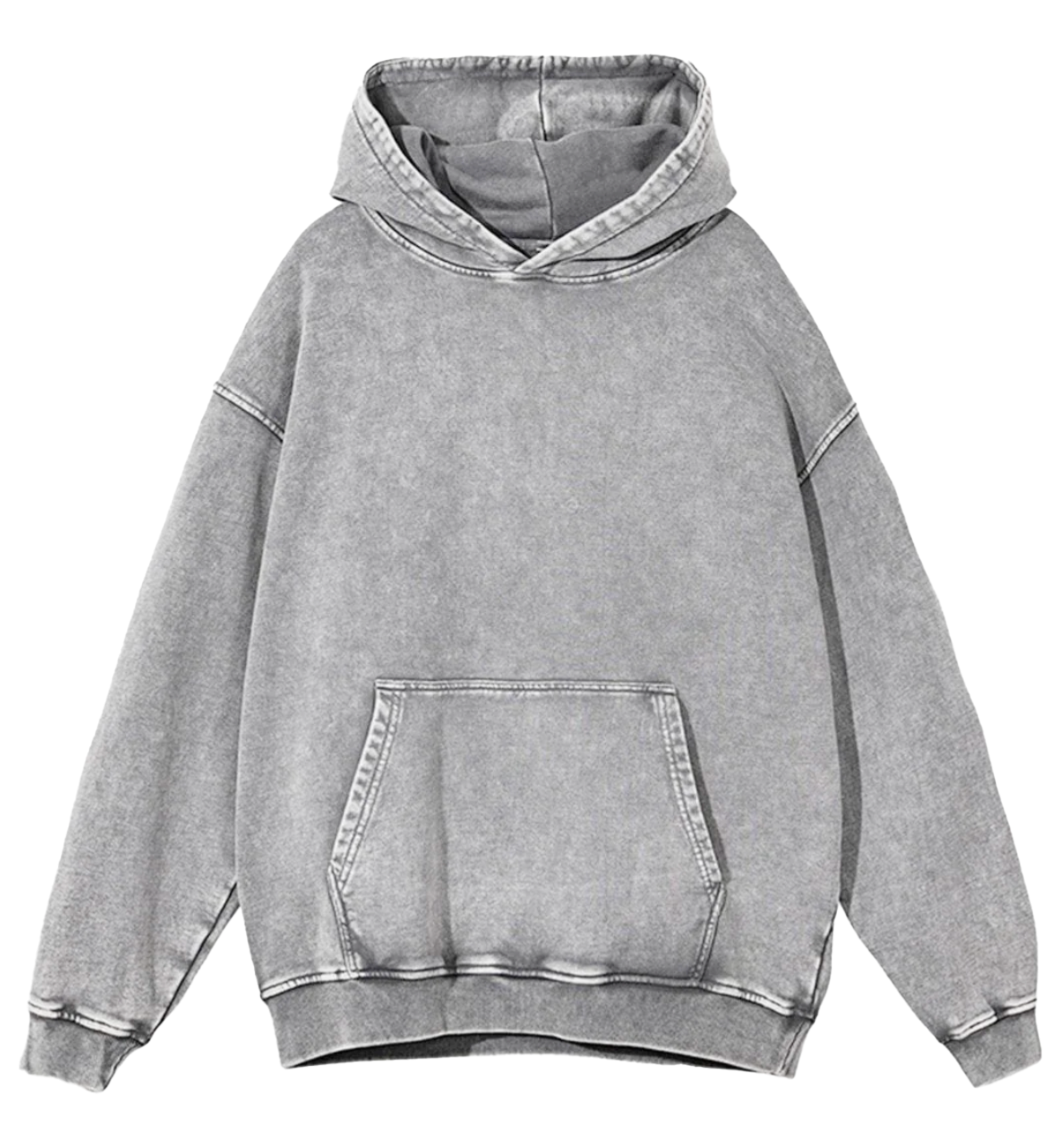 Acid Washed Oversize Unisex Hoodie Dark Grey