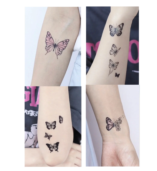 Butterfly Temporary Tattoo Sticker 4 Piece Set