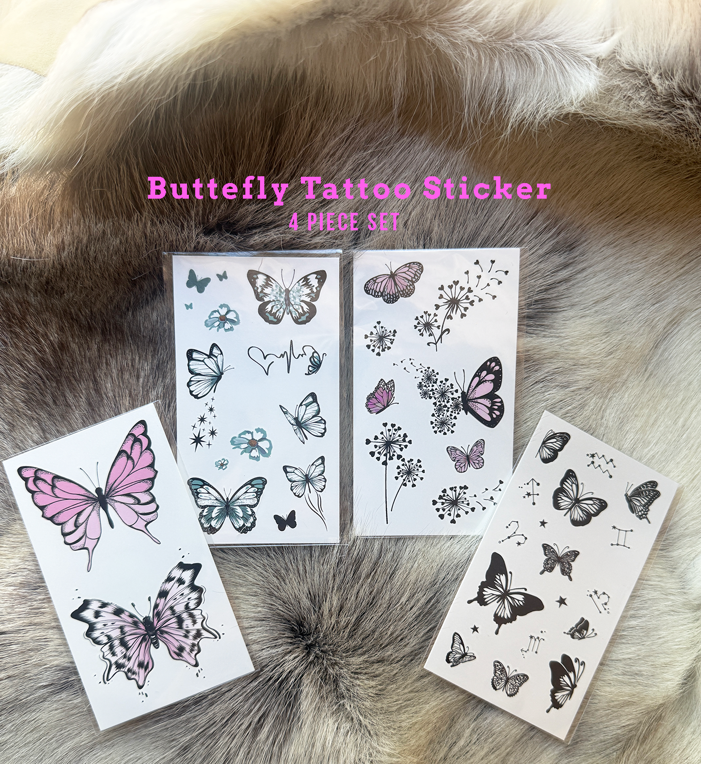 Butterfly Temporary Tattoo Sticker 4 Piece Set