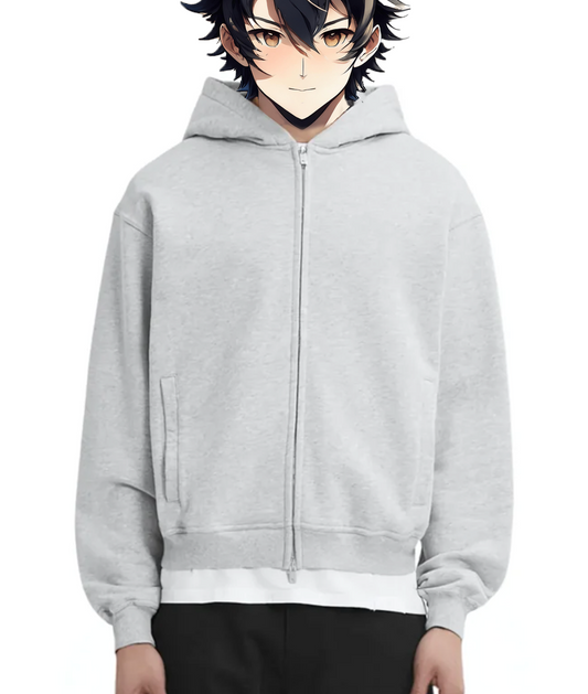 Zip Up Hoodie Lt Grey
