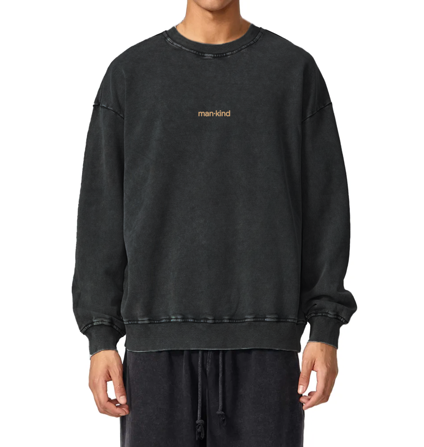 ACID WASH SWEATSHIRT: BLACK