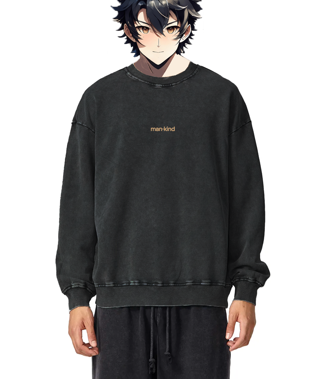 ACID WASH SWEATSHIRT: BLACK