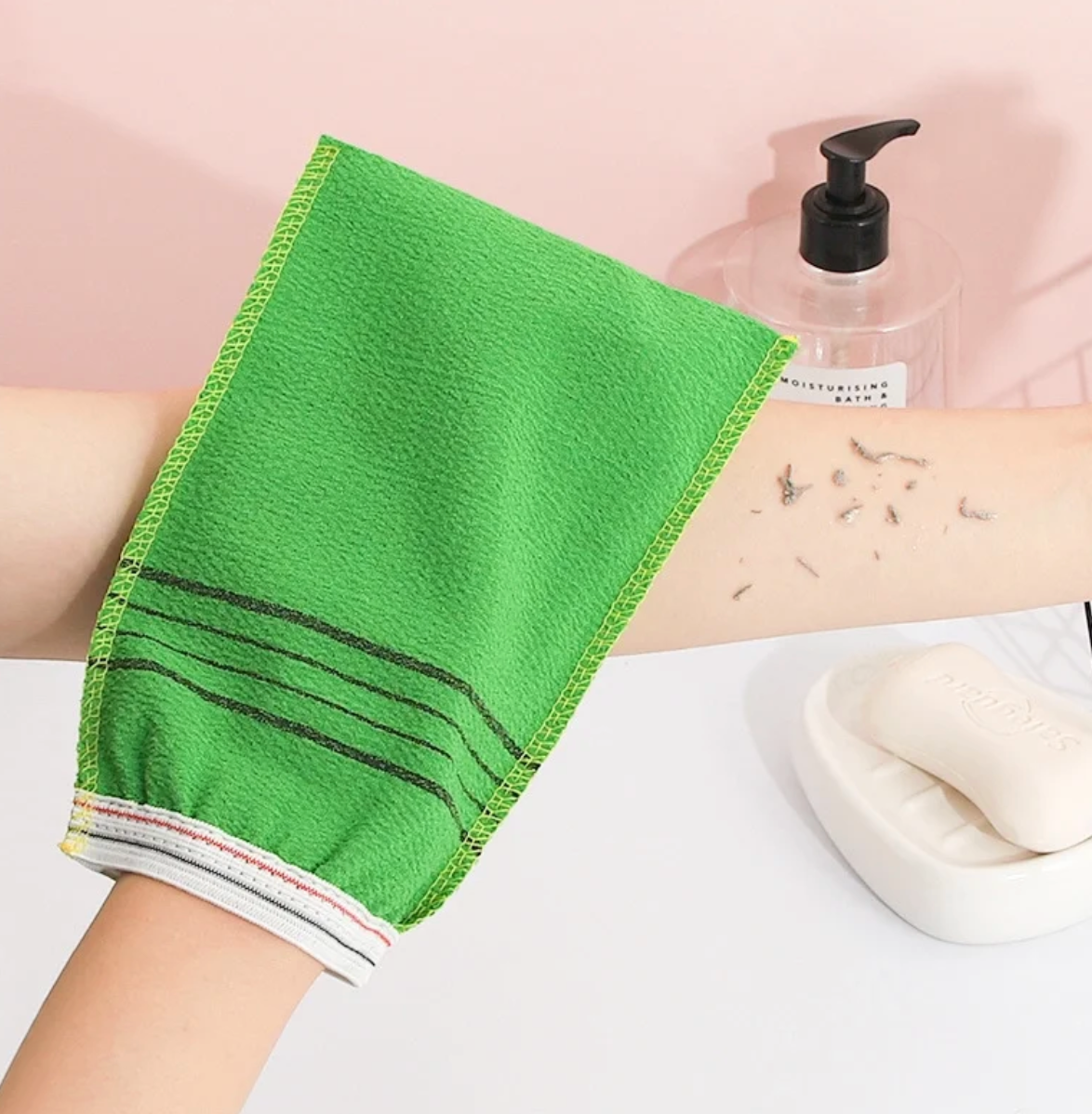 K-Beauty Strong Adult Bath Towel Bath Gloves 2 Piece Set
