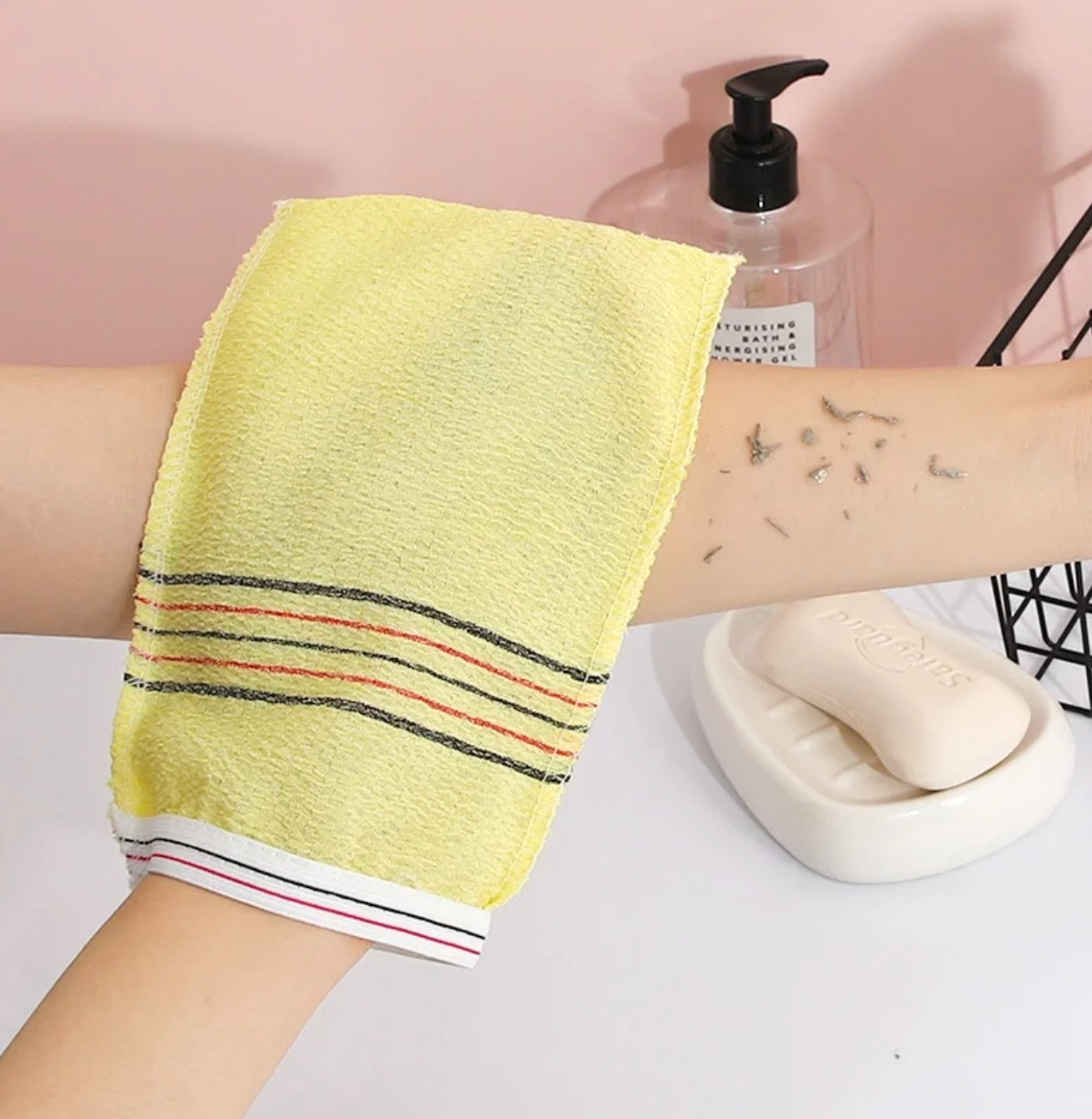 K-Beauty Strong Adult Bath Towel Bath Gloves 2 Piece Set
