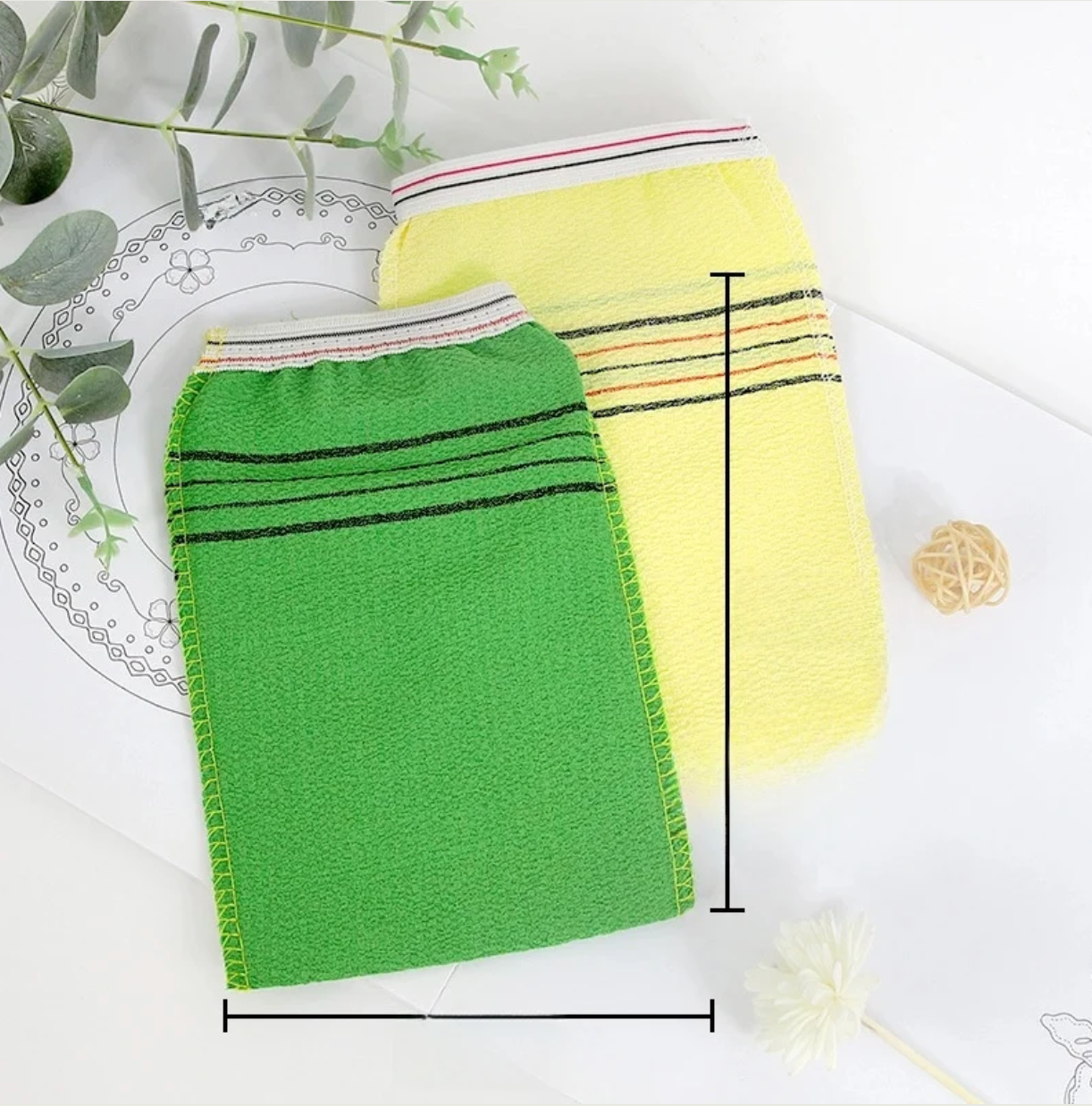 K-Beauty Strong Adult Bath Towel Bath Gloves 2 Piece Set