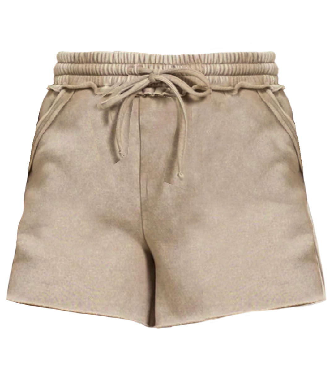 Fleece Shorts: Acid Wash : MOCHA