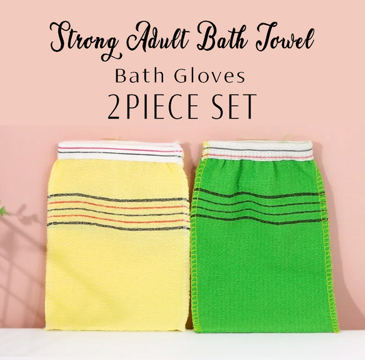K-Beauty Strong Adult Bath Towel Bath Gloves 2 Piece Set