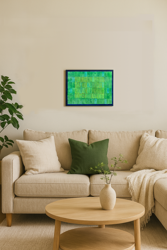 Green Grid Wall Art 12″×16″