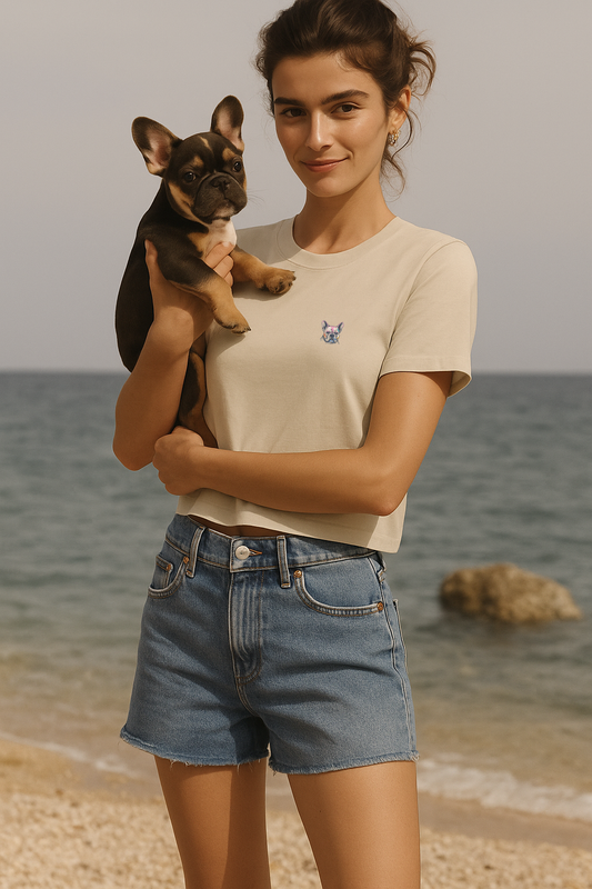 French Bulldog Printed Women’s crop top