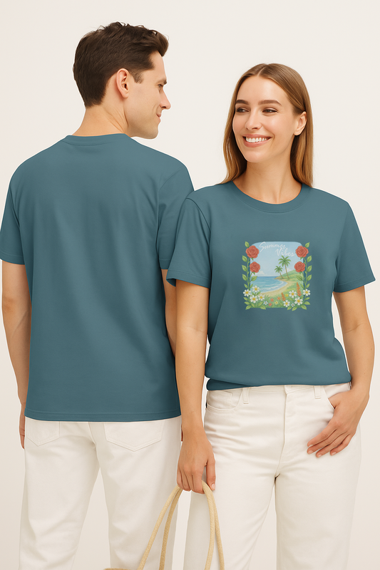Summer Vibes Unisex organic ribbed neck t-shirt