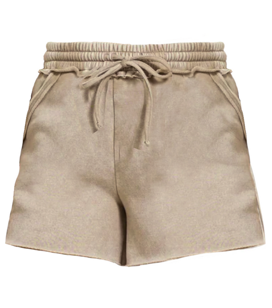 Fleece Shorts: Acid Wash : MOCHA